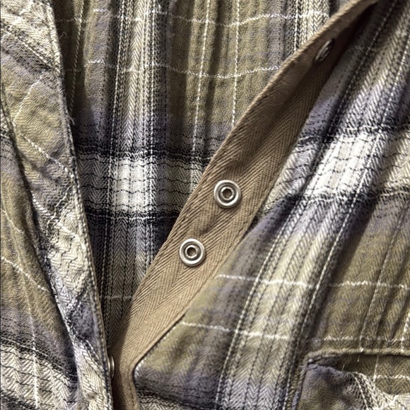 C&C California Olive and White Plaid Shirt - Picture 3 of 10